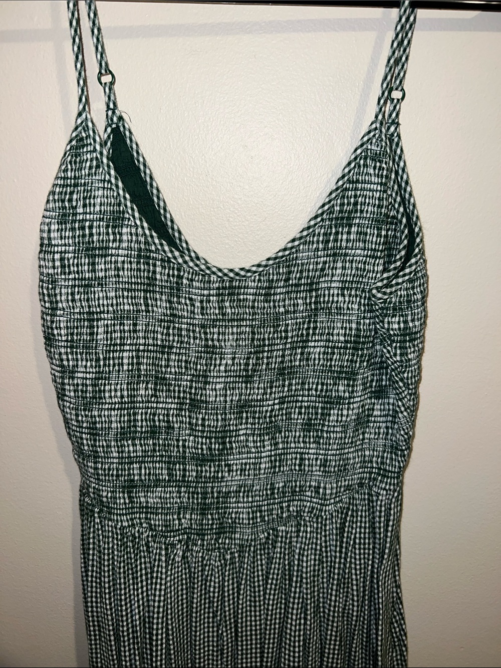 Aerie At The Barre Dark Green White Gingham Midi Dress - Picture 7 of 11